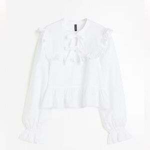 Elegant White Ruffled Blouse